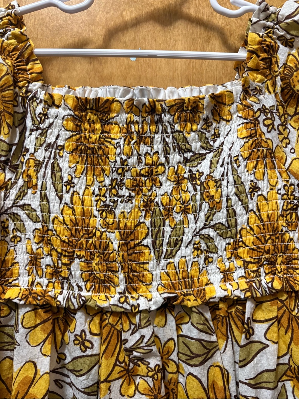 Girls Yellow Floral Smocked Dress - Picture 2 of 6